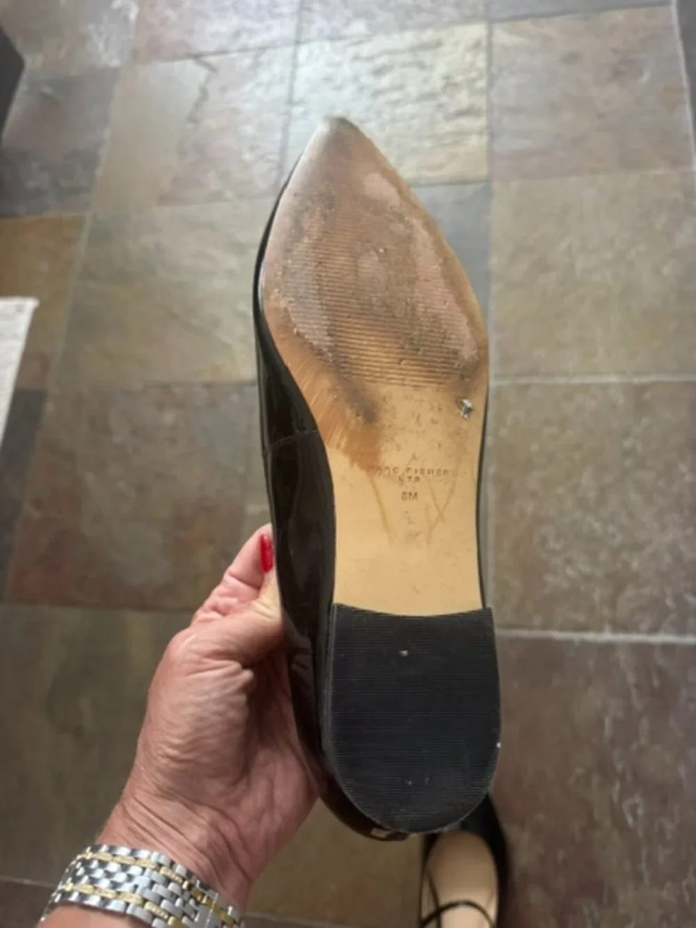 Marc Fisher Patent Flat 2024 “Daner” Black Size 8  - Like New